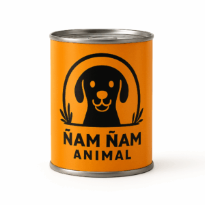 Lata de Comida para perro hecho con Carne de vacuno seleccionada Pollo fresco Arroz integral Zanahorias y guisantes Aceite de salmón rico en Omega 3